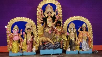 Photo of दुर्गापूजा : भक्तों को दर्शन देने माता पहुंची श्री श्री सार्वजनिक दुर्गा पूजा के पंडाल में