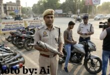 Photo of शोर मचाने वाले वाहनों पर पुलिस का डंडा